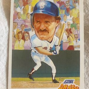 Baseball Art Print with Blue and White Accents (Wade Boggs)